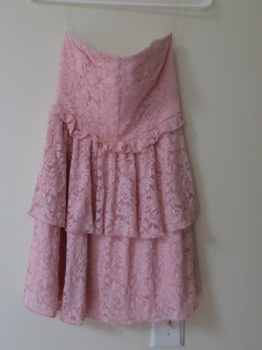 Altar'd State Pink Lace Strapless Tiered Layer Dress medium